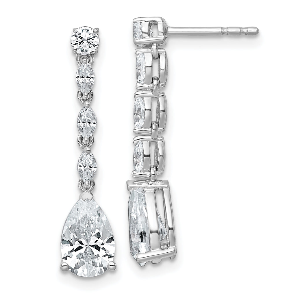 14k White Gold 2 1/2 carat Lab Grown Diamond VS+ F+ Complete Fashion Dangle Post Earrings