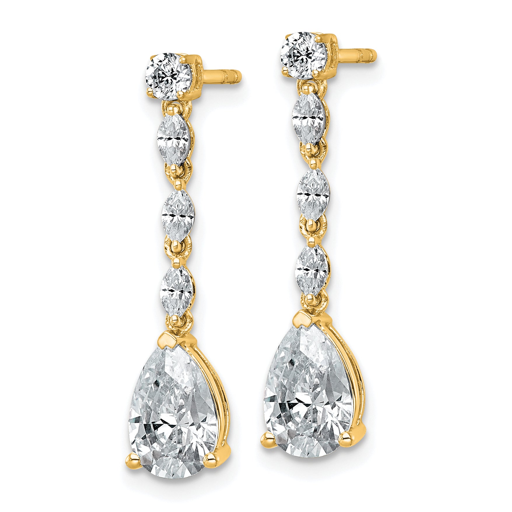 14k 2 1/2 carat Lab Grown Diamond VS+ F+ Complete Fashion Dangle Post Earrings