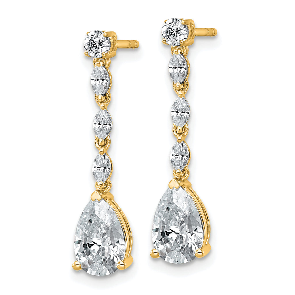 14k 2 1/2 carat Lab Grown Diamond VS+ F+ Complete Fashion Dangle Post Earrings