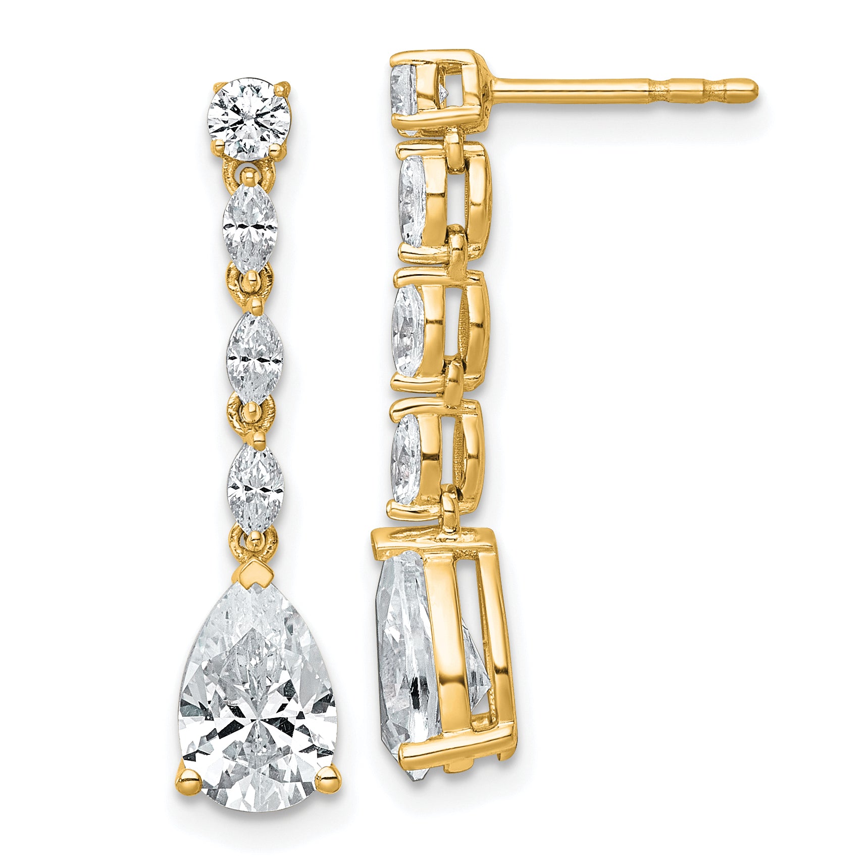 14k 2 1/2 carat Lab Grown Diamond VS+ F+ Complete Fashion Dangle Post Earrings Main image