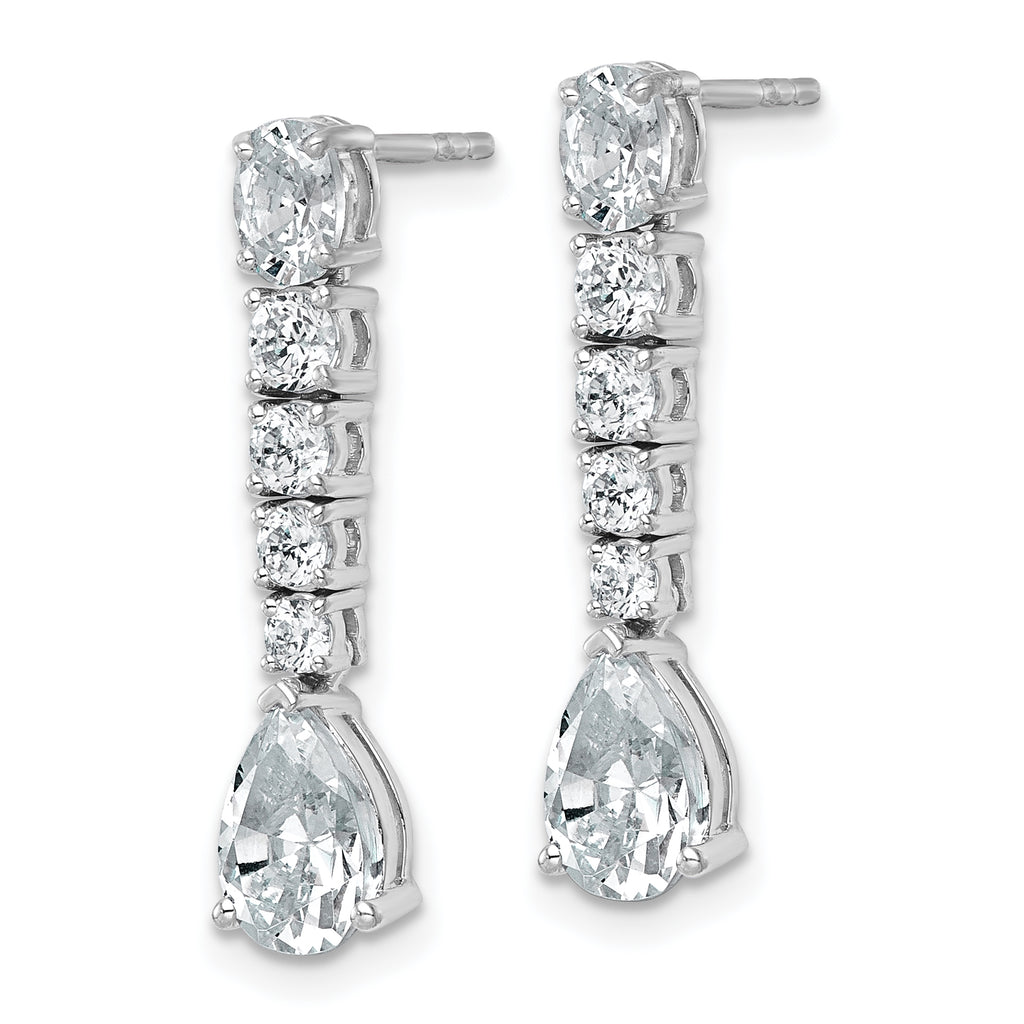 14k White Gold 2 1/2 carat Lab Grown Diamond VS+ F+ Complete Fashion Dangle Post Earrings