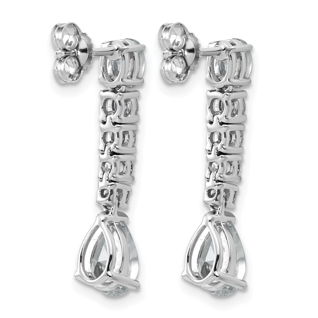 14k White Gold 2 1/2 carat Lab Grown Diamond VS+ F+ Complete Fashion Dangle Post Earrings