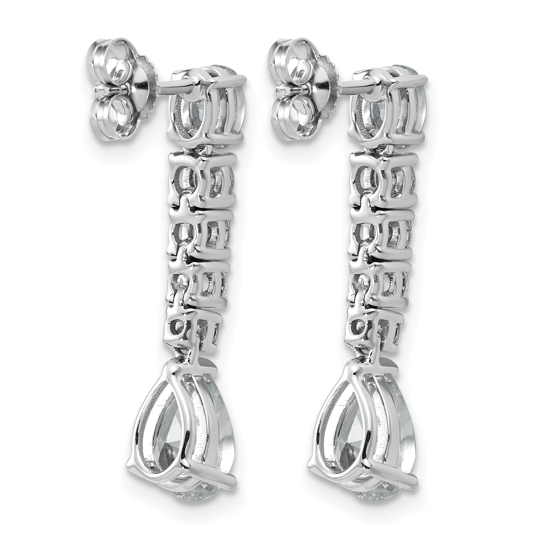 14k White Gold 2 1/2 carat Lab Grown Diamond VS+ F+ Complete Fashion Dangle Post Earrings