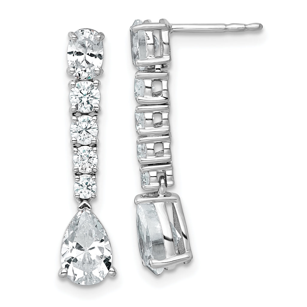 14k White Gold 2 1/2 carat Lab Grown Diamond VS+ F+ Complete Fashion Dangle Post Earrings