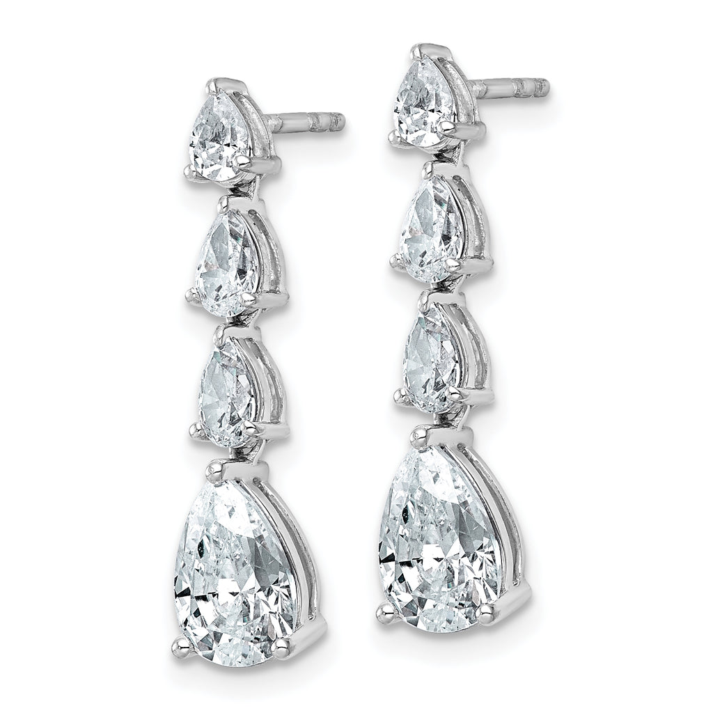 14k White Gold 3 carat Lab Grown Diamond VS+ F+ Complete Fashion Dangle Post Earrings