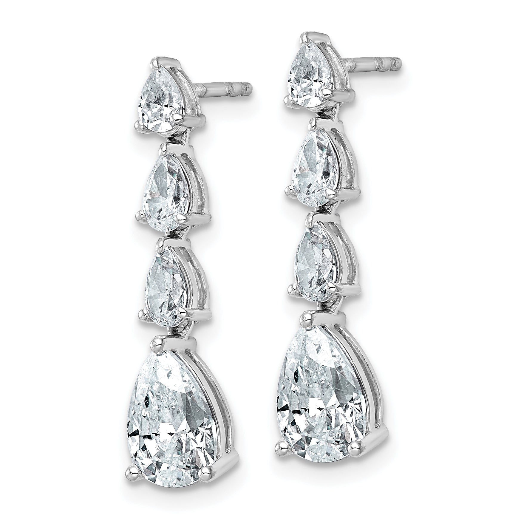 14k White Gold 3 carat Lab Grown Diamond VS+ F+ Complete Fashion Dangle Post Earrings