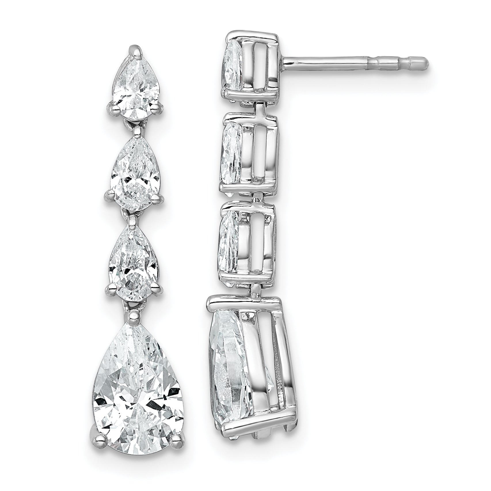 14k White Gold 3 carat Lab Grown Diamond VS+ F+ Complete Fashion Dangle Post Earrings Main image
