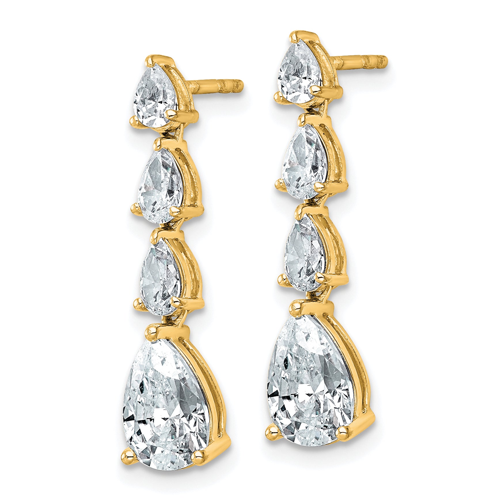14k 3 carat Lab Grown Diamond VS+ F+ Complete Fashion Dangle Post Earrings Secondary image