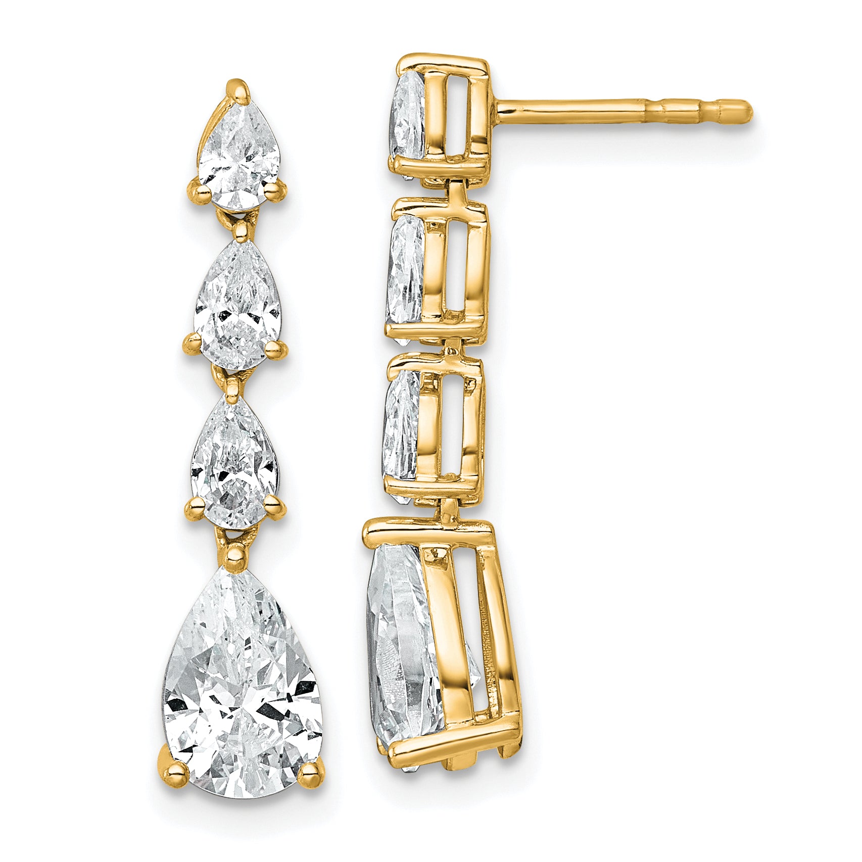14k 3 carat Lab Grown Diamond VS+ F+ Complete Fashion Dangle Post Earrings Main image