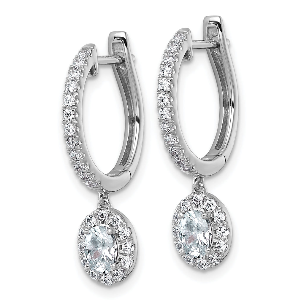 14k White Gold 1 carat Lab Grown Diamond VS+ F+ Complete Dangle Hoop Earrings