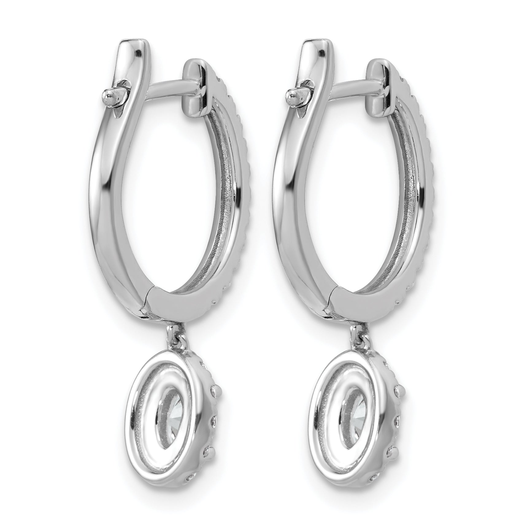 14k White Gold 1 carat Lab Grown Diamond VS+ F+ Complete Dangle Hoop Earrings
