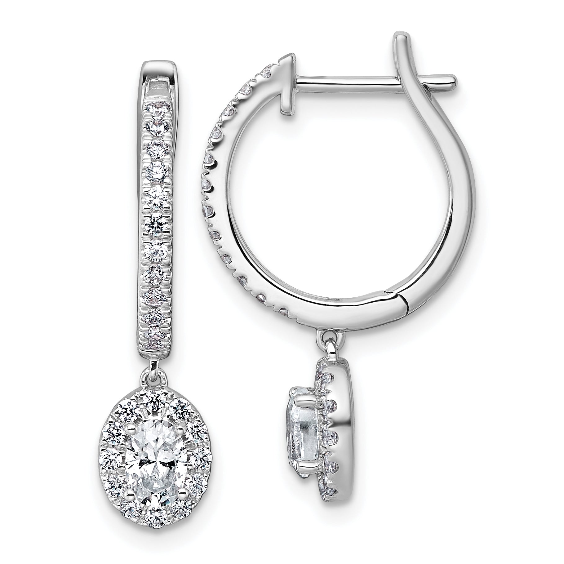 14k White Gold 1 carat Lab Grown Diamond VS+ F+ Complete Dangle Hoop Earrings Main image