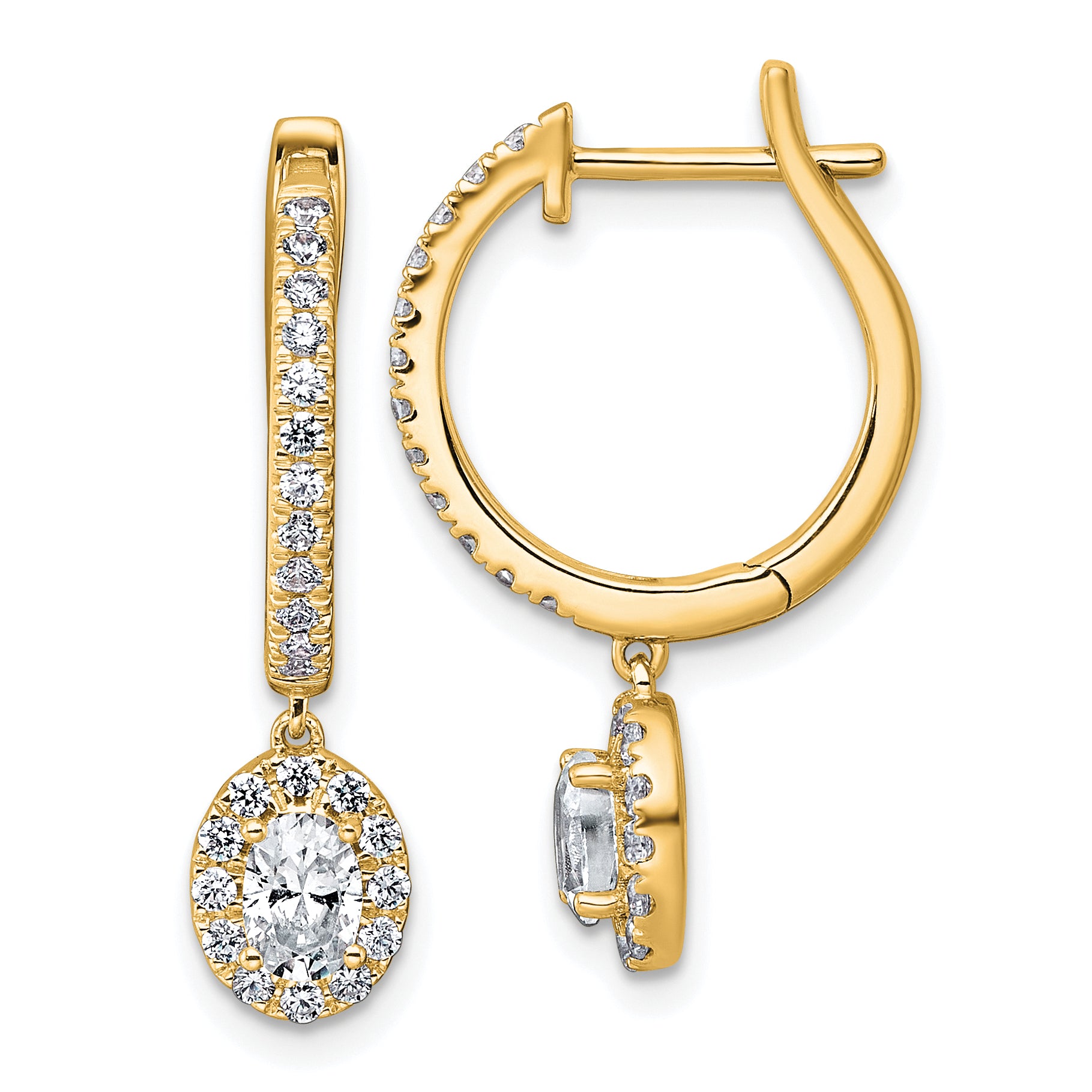14k 1 carat Lab Grown Diamond VS+ F+ Complete Dangle Hoop Earrings Main image