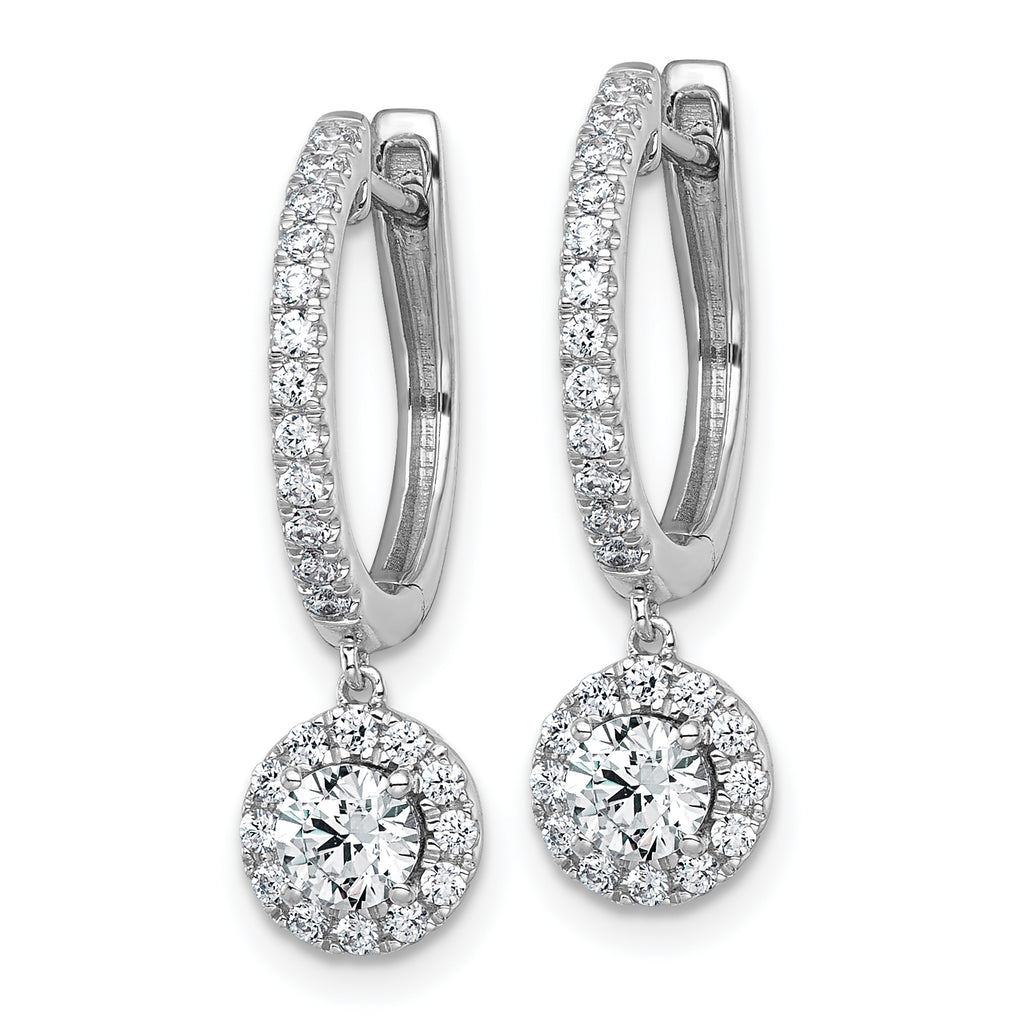 14k White Gold 1 carat Lab Grown Diamond VS+ F+ Complete Dangle Hoop Earrings