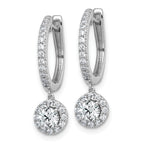 14k White Gold 1 carat Lab Grown Diamond VS+ F+ Complete Dangle Hoop Earrings