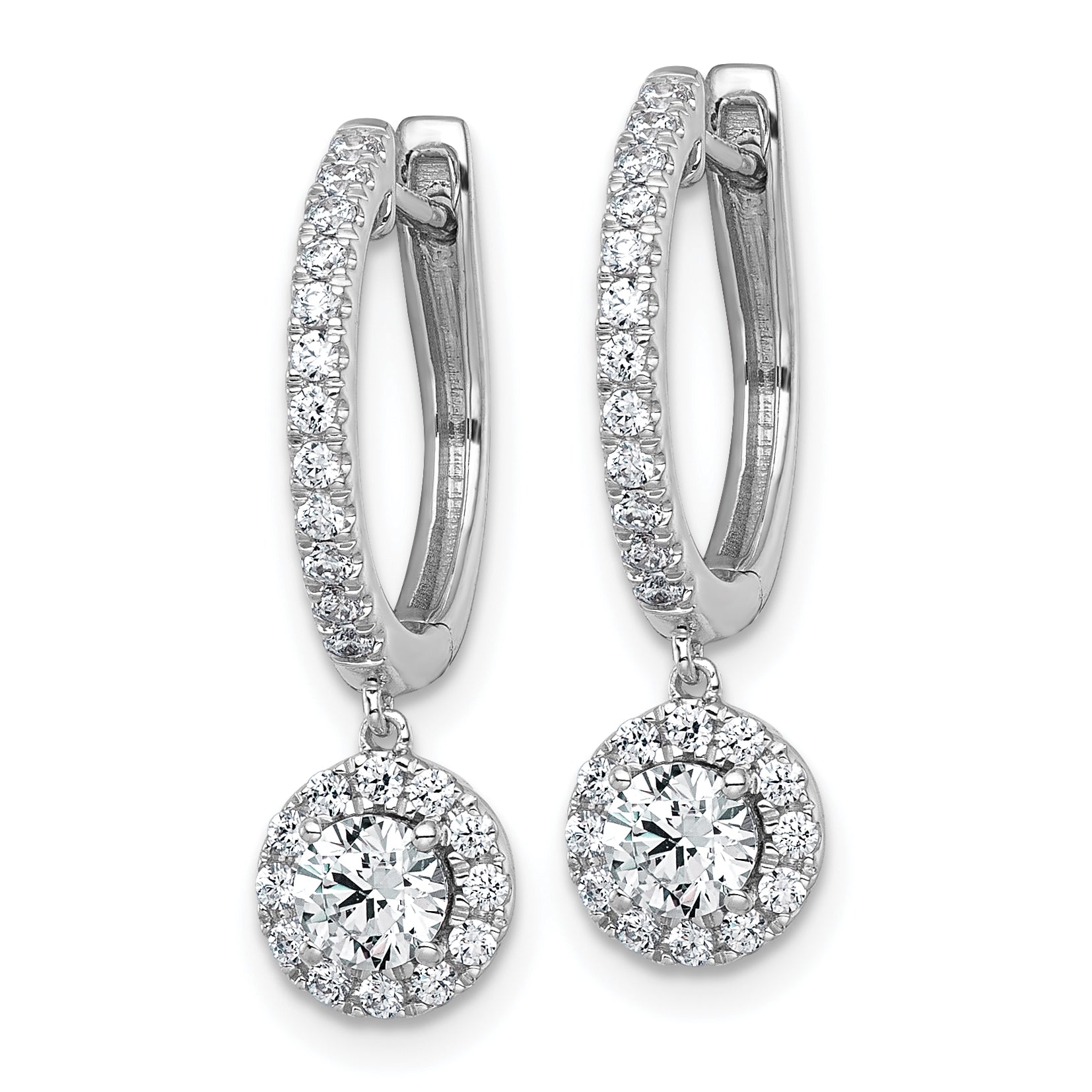 14k White Gold 1 carat Lab Grown Diamond VS+ F+ Complete Dangle Hoop Earrings