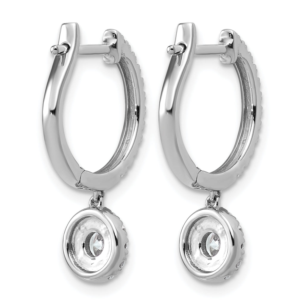 14k White Gold 1 carat Lab Grown Diamond VS+ F+ Complete Dangle Hoop Earrings