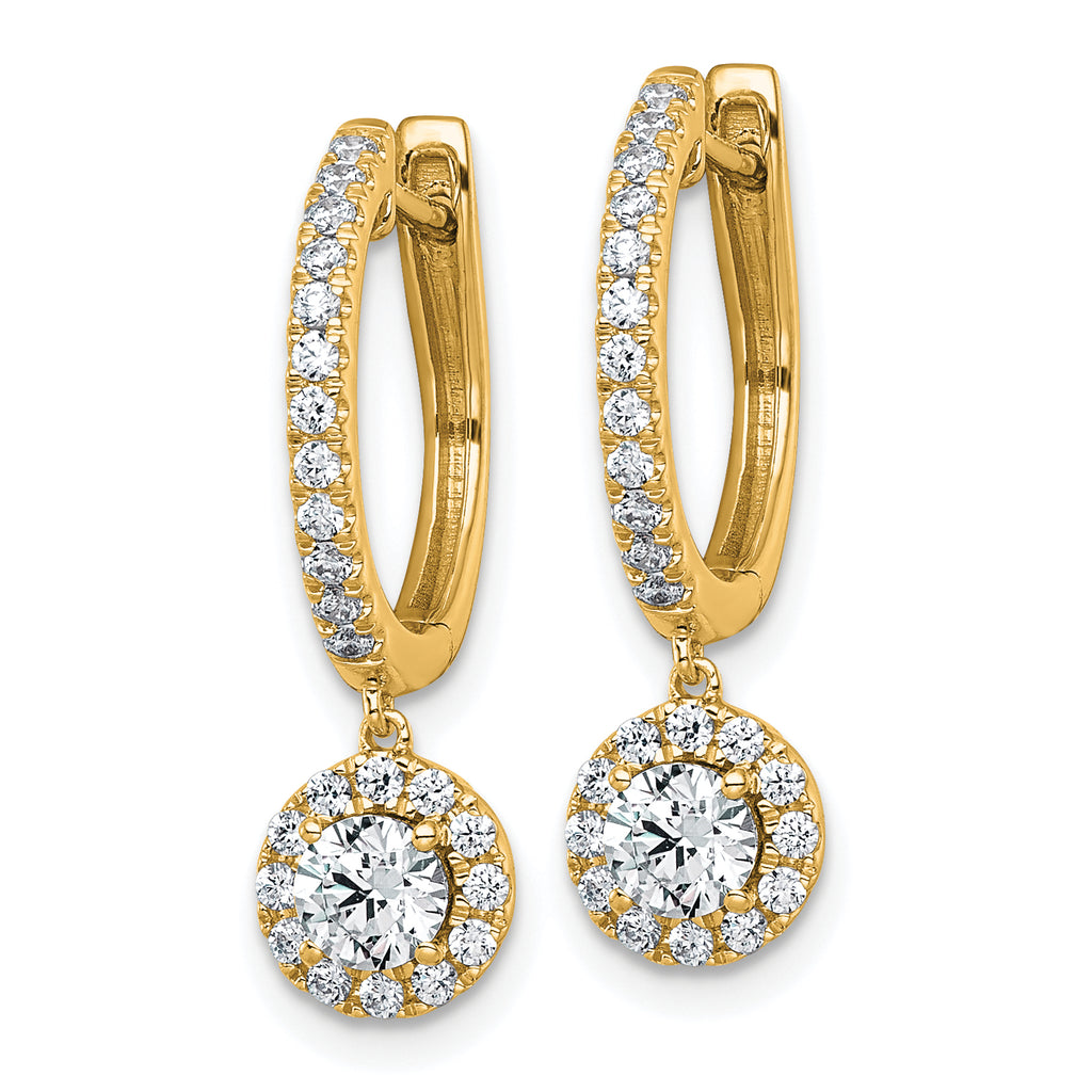 14k 1 carat Lab Grown Diamond VS+ F+ Complete Dangle Hoop Earrings