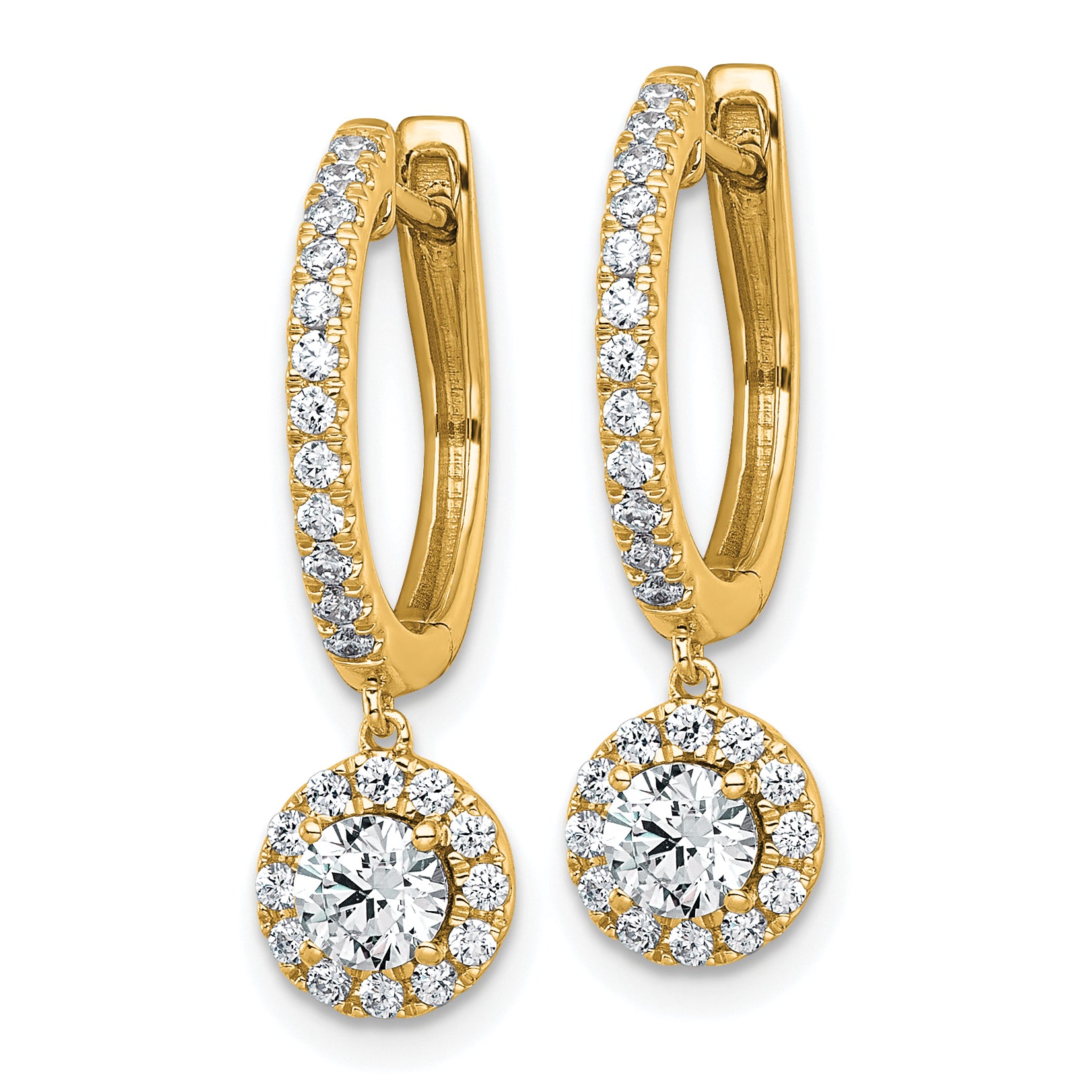 14k 1 carat Lab Grown Diamond VS+ F+ Complete Dangle Hoop Earrings