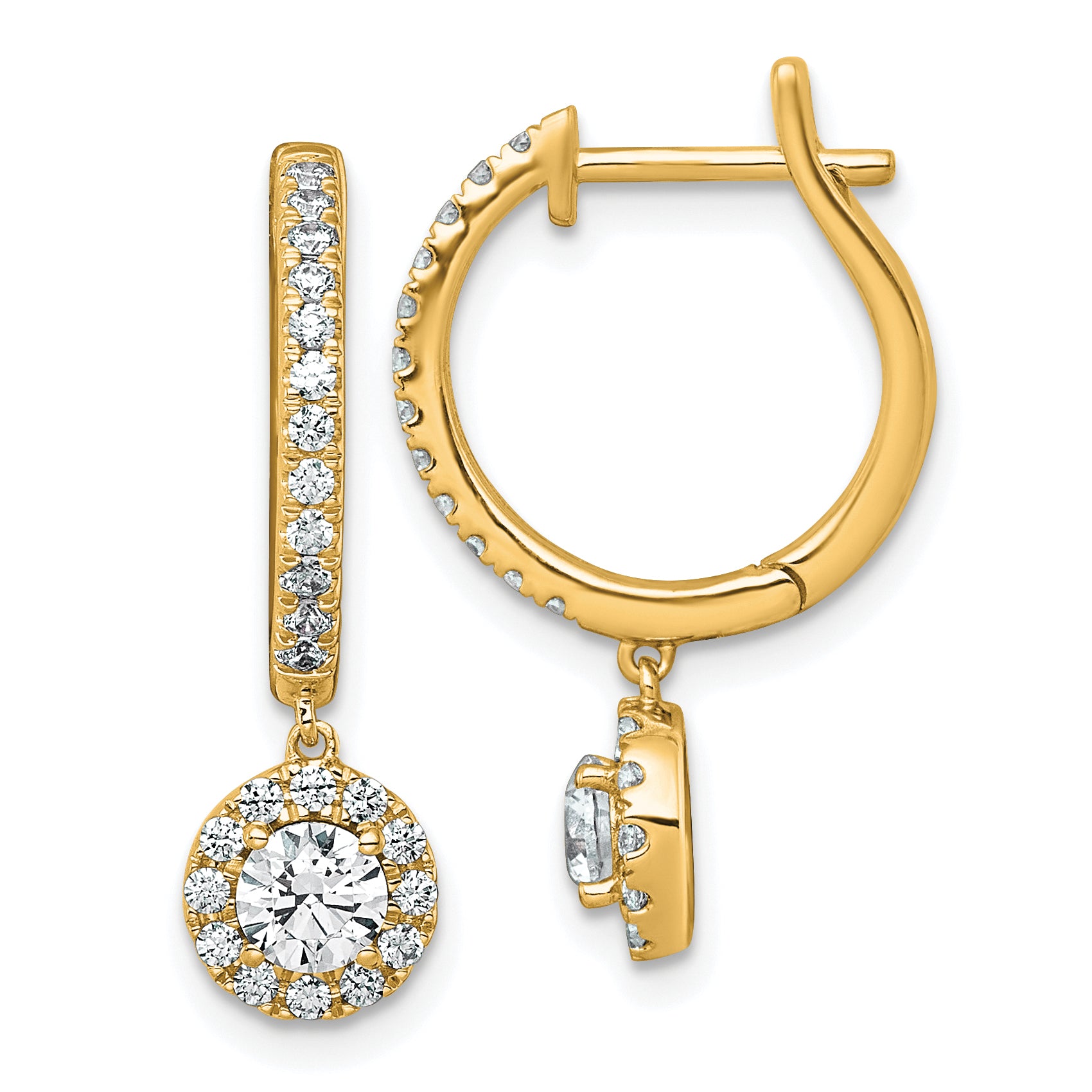 14k 1 carat Lab Grown Diamond VS+ F+ Complete Dangle Hoop Earrings