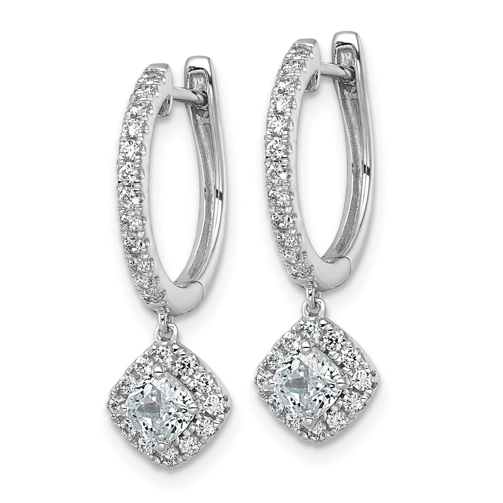 14k White Gold 1 carat Lab Grown Diamond VS+ F+ Complete Dangle Hoop Earrings