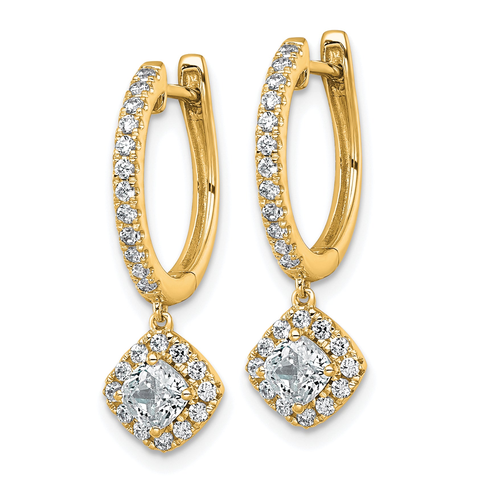 14k 1 carat Lab Grown Diamond VS+ F+ Complete Dangle Hoop Earrings Secondary image