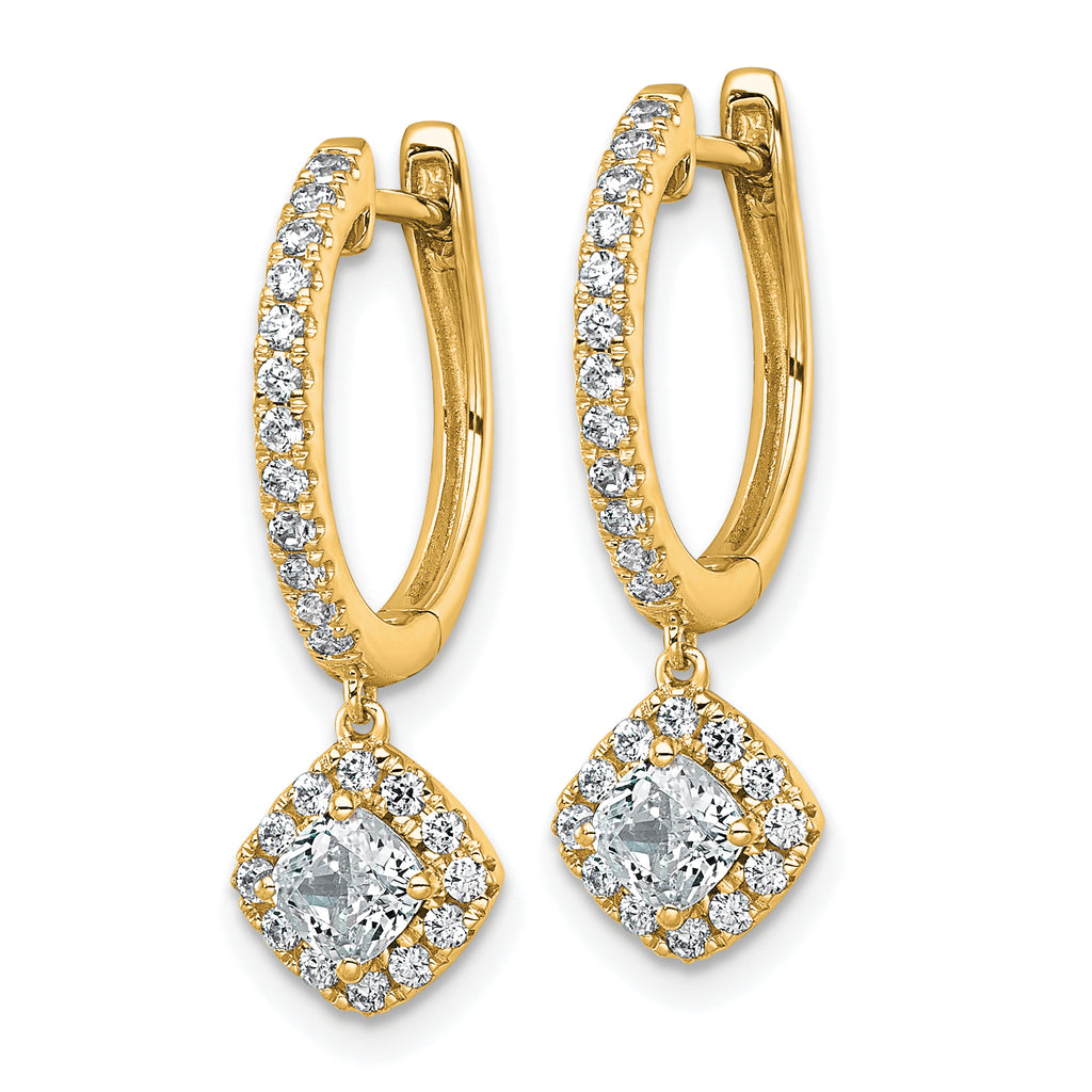 14k 1 carat Lab Grown Diamond VS+ F+ Complete Dangle Hoop Earrings