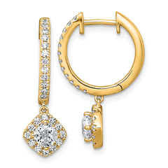 14k 1 carat Lab Grown Diamond VS+ F+ Complete Dangle Hoop Earrings