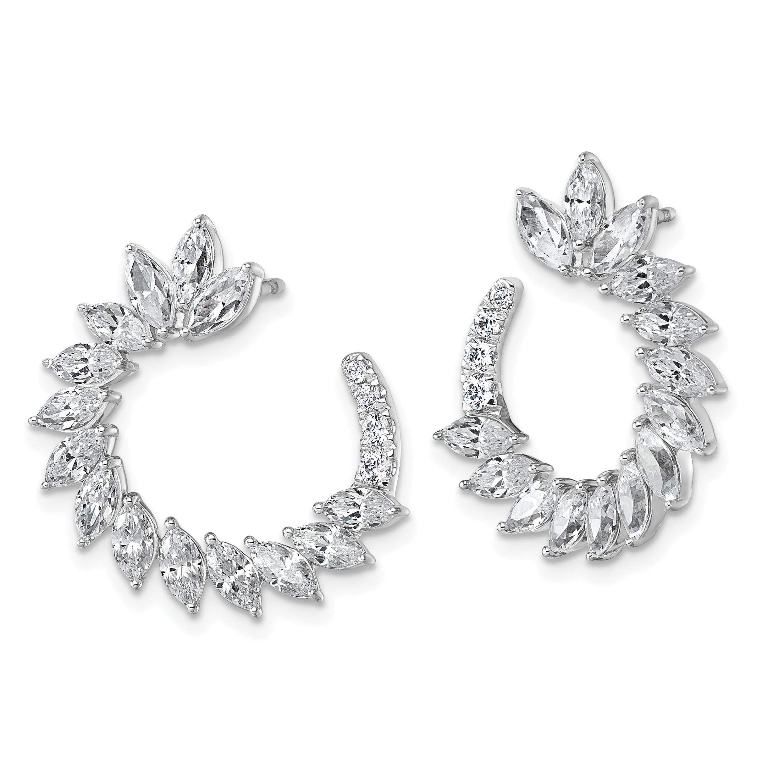 14k White Gold 3 3/4 carat Lab Grown Diamond VS+ F+ Complete Fashion J-Hoop Post Earrings Secondary image