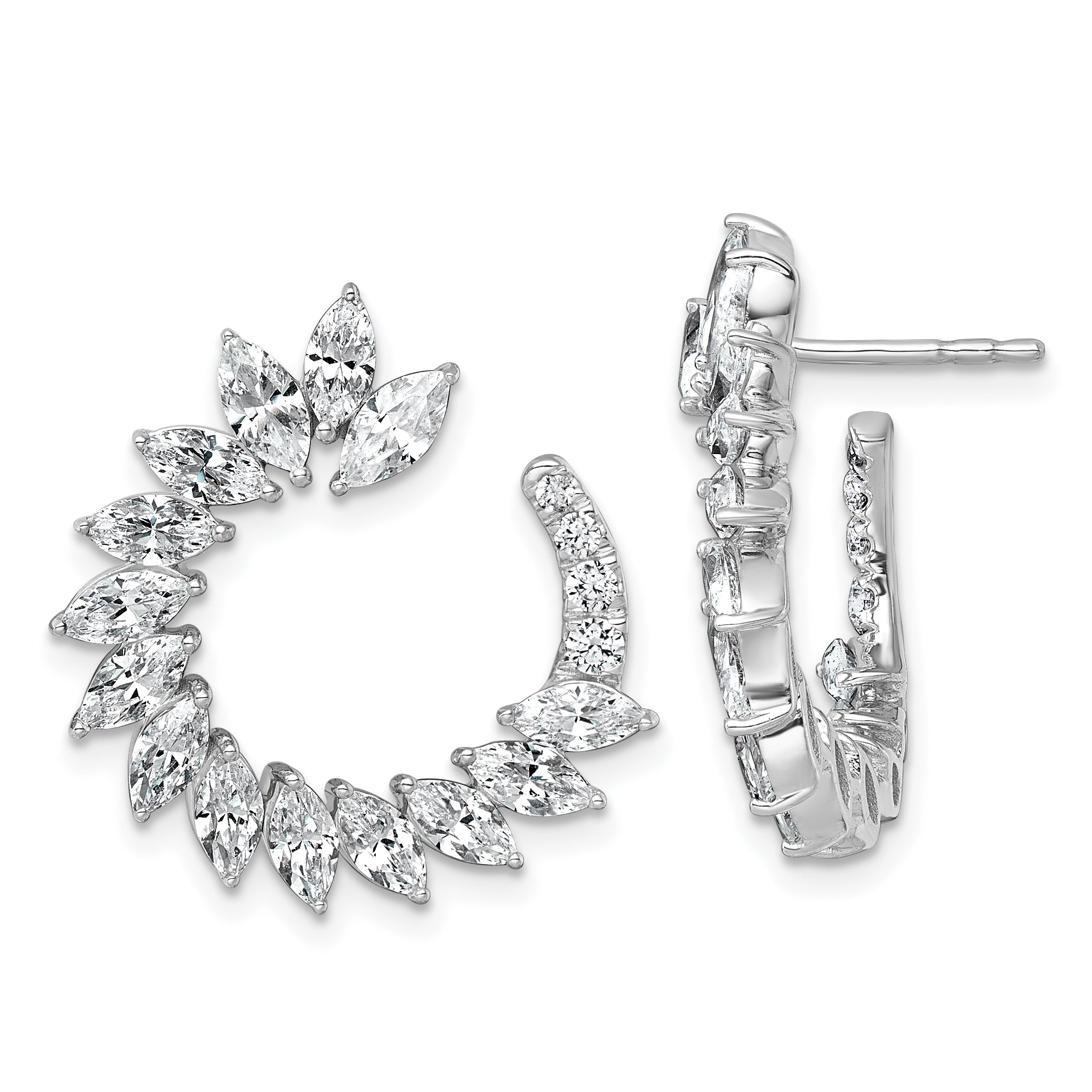 14k White Gold 3 3/4 carat Lab Grown Diamond VS+ F+ Complete Fashion J-Hoop Post Earrings Main image