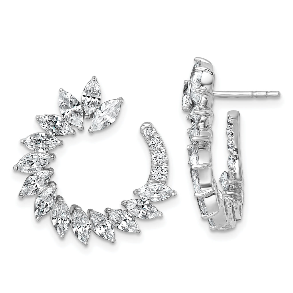 14k White Gold 3 3/4 carat Lab Grown Diamond VS+ F+ Complete Fashion J-Hoop Post Earrings
