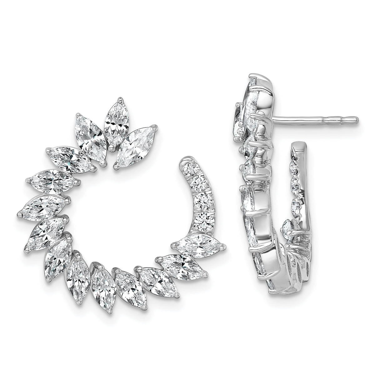14k White Gold 3 3/4 carat Lab Grown Diamond VS+ F+ Complete Fashion J-Hoop Post Earrings