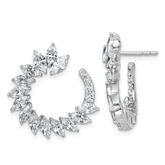 14k White Gold 3 3/4 carat Lab Grown Diamond VS+ F+ Complete Fashion J-Hoop Post Earrings