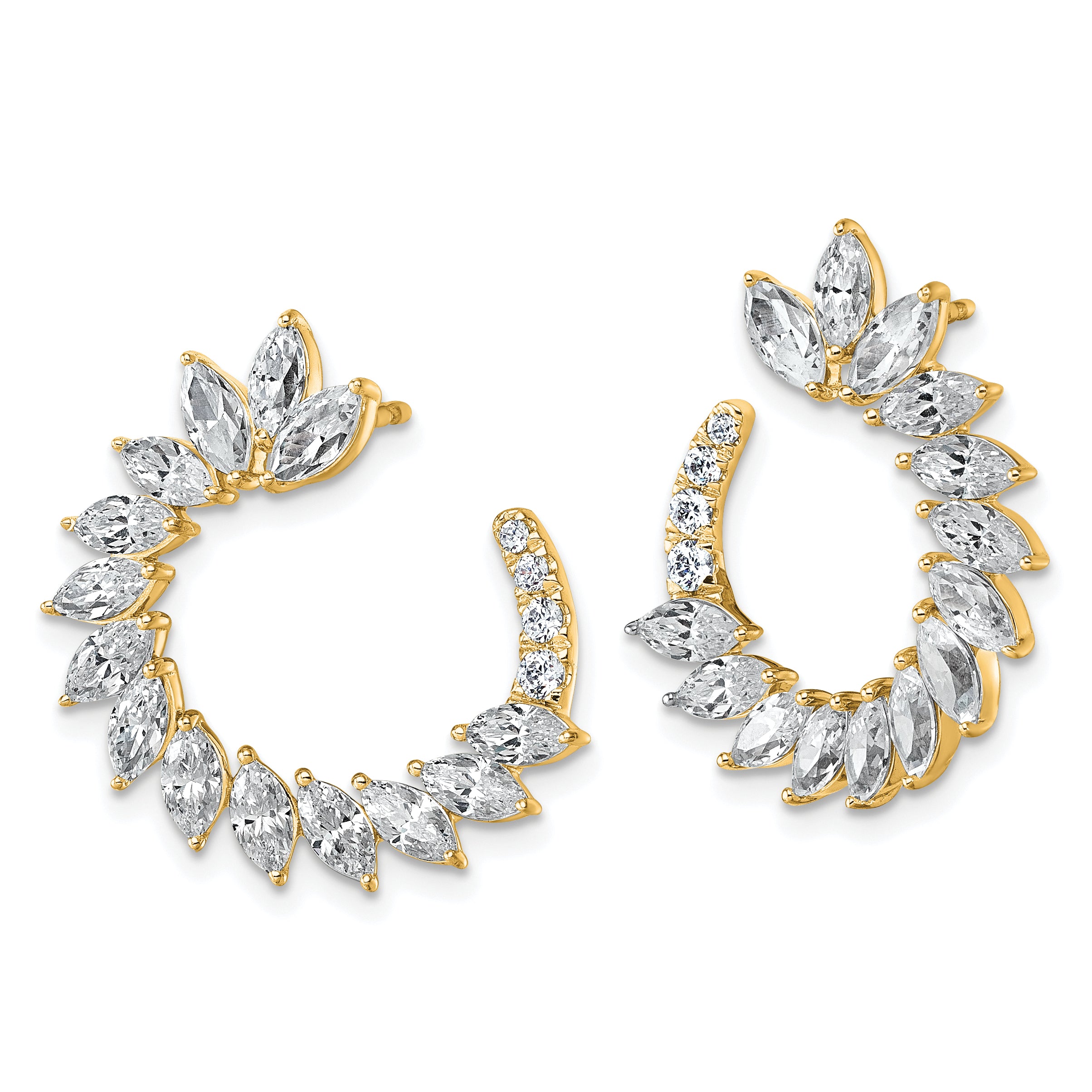 14k 3 3/4 carat Lab Grown Diamond VS+ F+ Complete Fashion J-Hoop Post Earrings Secondary image