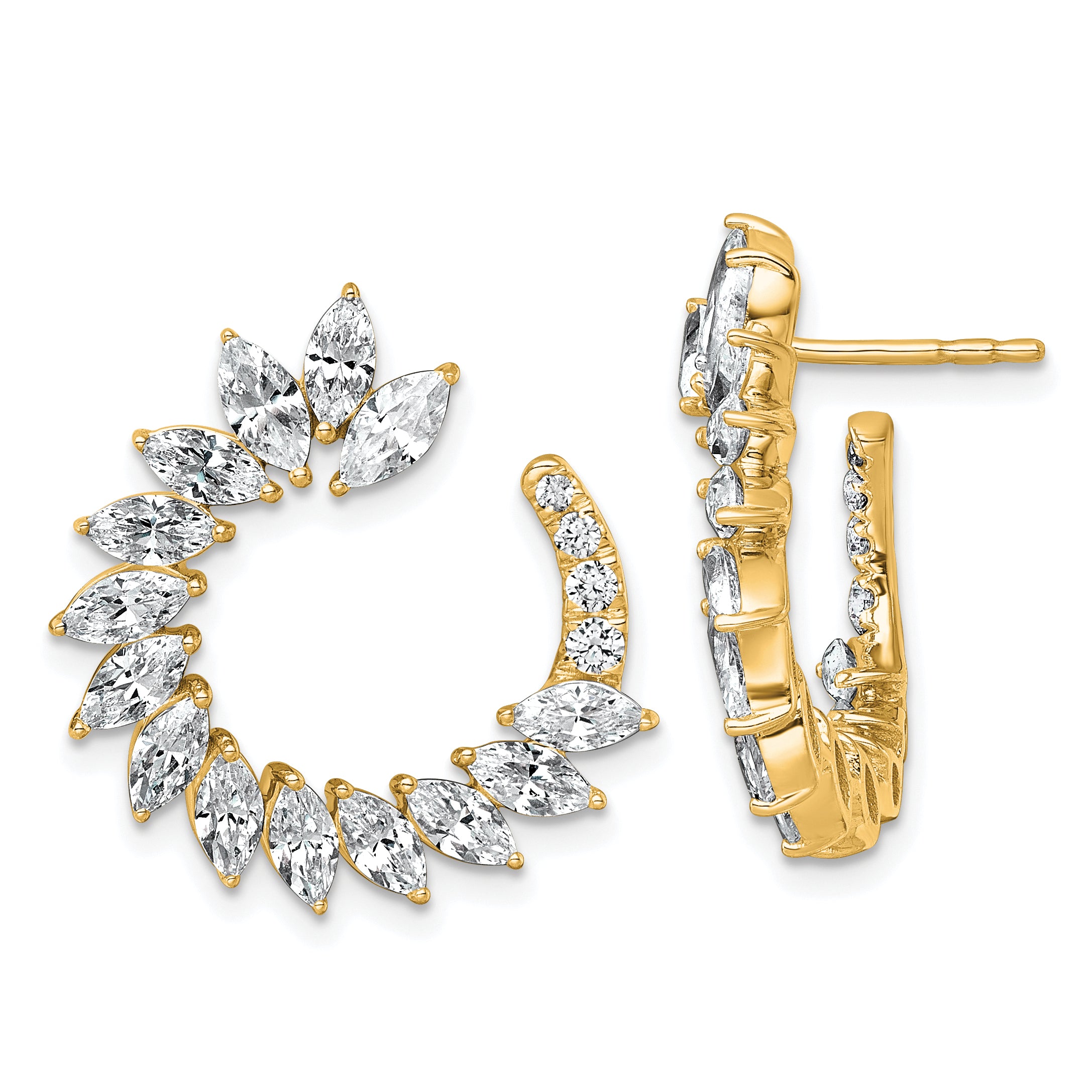 14k 3 3/4 carat Lab Grown Diamond VS+ F+ Complete Fashion J-Hoop Post Earrings Main image