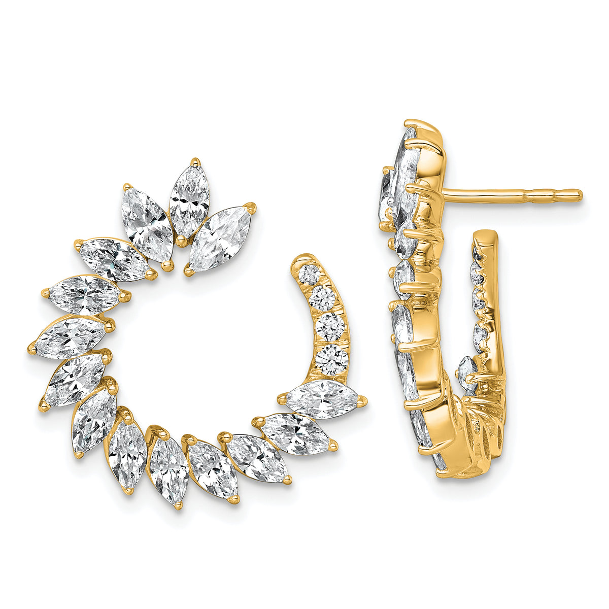 14k 3 3/4 carat Lab Grown Diamond VS+ F+ Complete Fashion J-Hoop Post Earrings