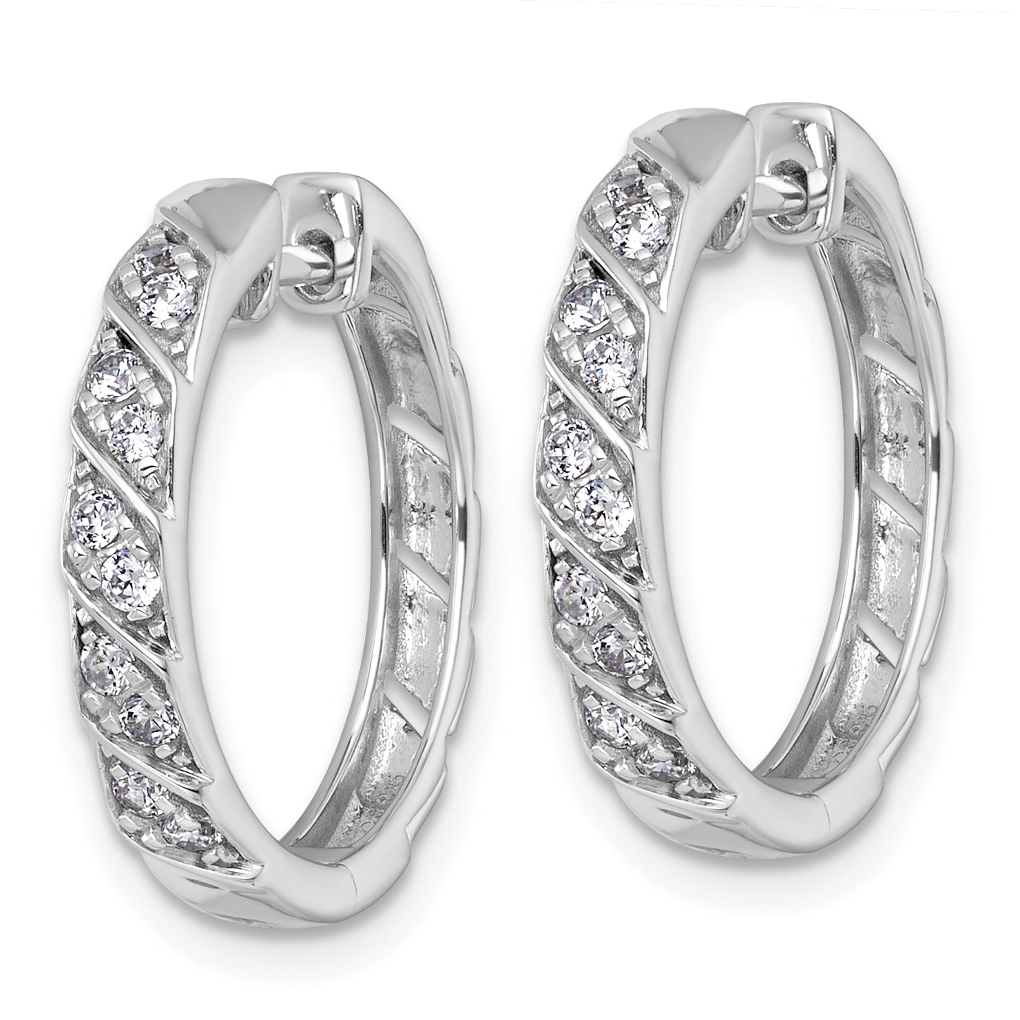 14k White Gold 1/3 carat Lab Grown Diamond VS+ F+ Complete Fashion Hoop Earrings