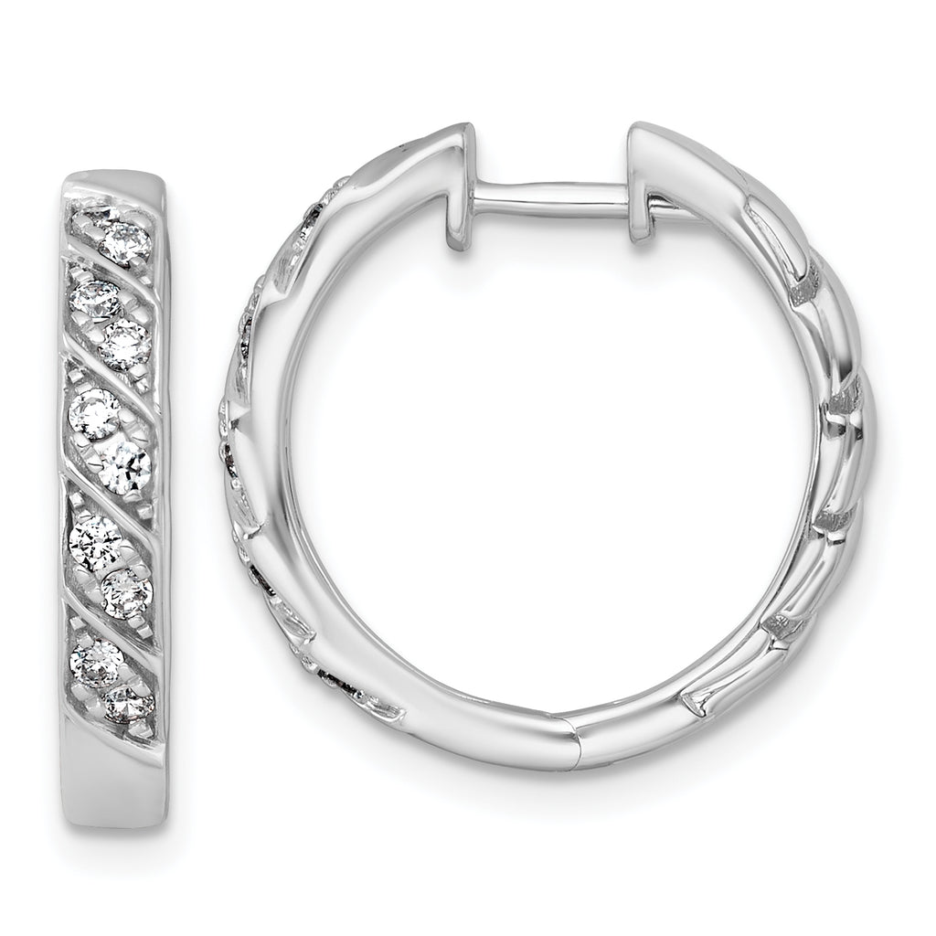 14k White Gold 1/3 carat Lab Grown Diamond VS+ F+ Complete Fashion Hoop Earrings