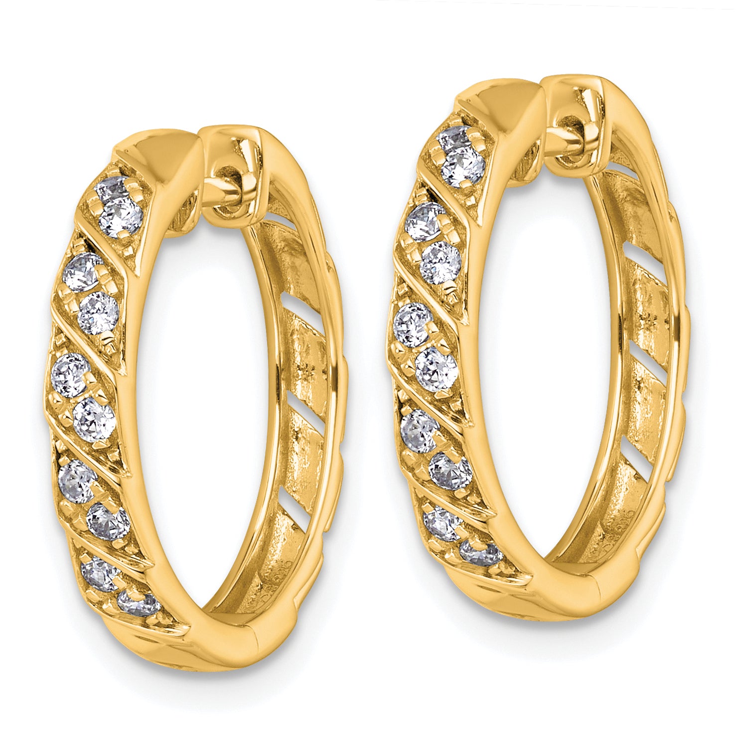14k 1/3 carat Lab Grown Diamond VS+ F+ Complete Fashion Hoop Earrings Secondary image