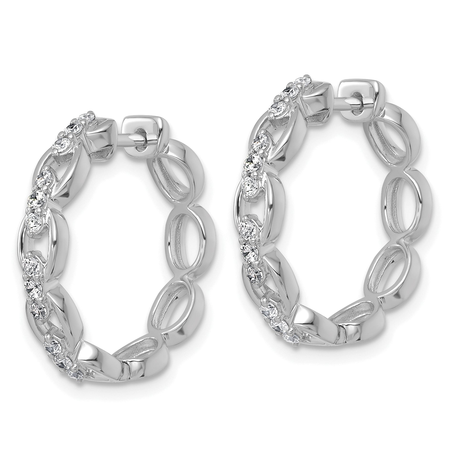 14k White Gold 3/8 carat Lab Grown Diamond VS+ F+ Complete Fashion Hoop Earrings