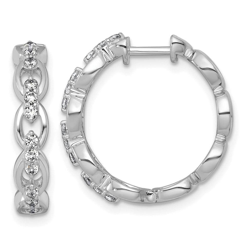 14k White Gold 3/8 carat Lab Grown Diamond VS+ F+ Complete Fashion Hoop Earrings