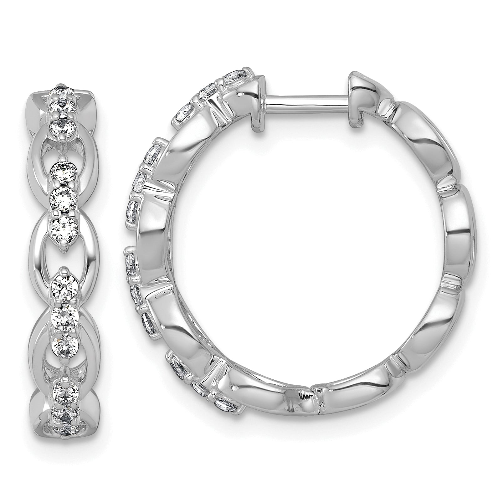 14k White Gold 3/8 carat Lab Grown Diamond VS+ F+ Complete Fashion Hoop Earrings