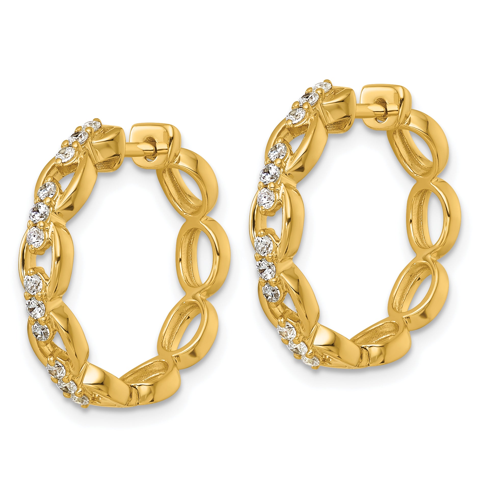 14k 3/8 carat Lab Grown Diamond VS+ F+ Complete Fashion Hoop Earrings