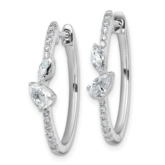 14k White Gold 1 carat Lab Grown Diamond VS+ F+ Complete Hinged In and Out Hoop Earrings