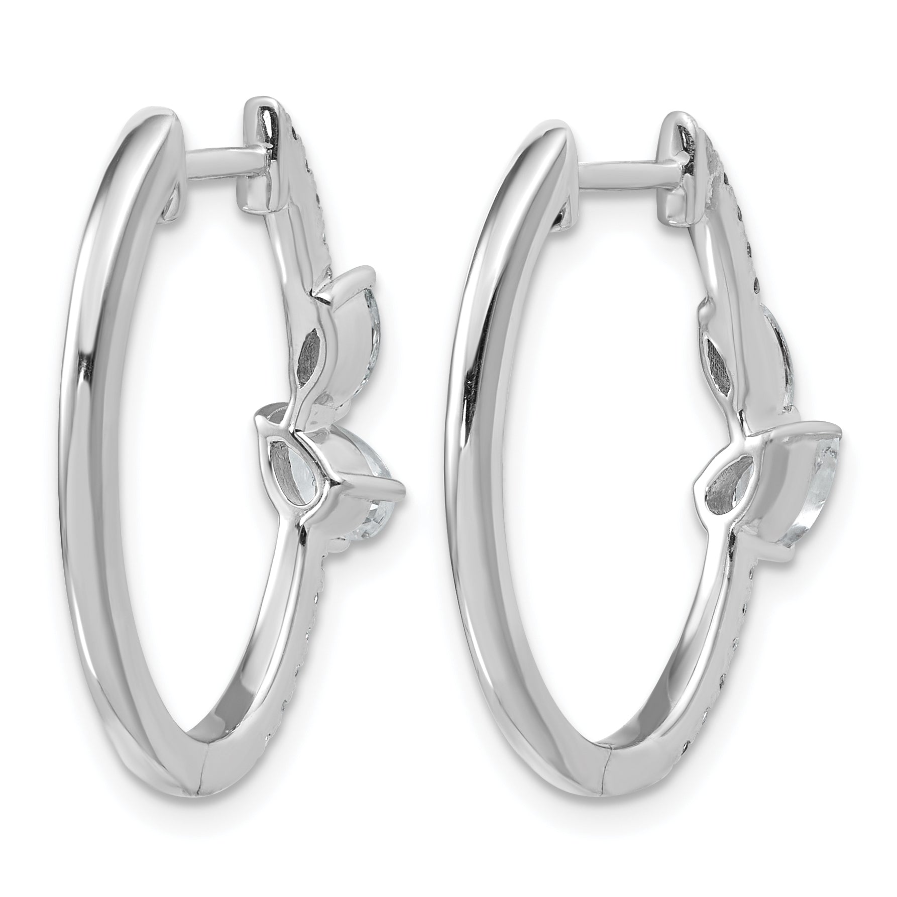 14k White Gold 1 carat Lab Grown Diamond VS+ F+ Complete Hinged In and Out Hoop Earrings