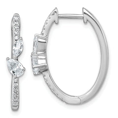 14k White Gold 1 carat Lab Grown Diamond VS+ F+ Complete Hinged In and Out Hoop Earrings