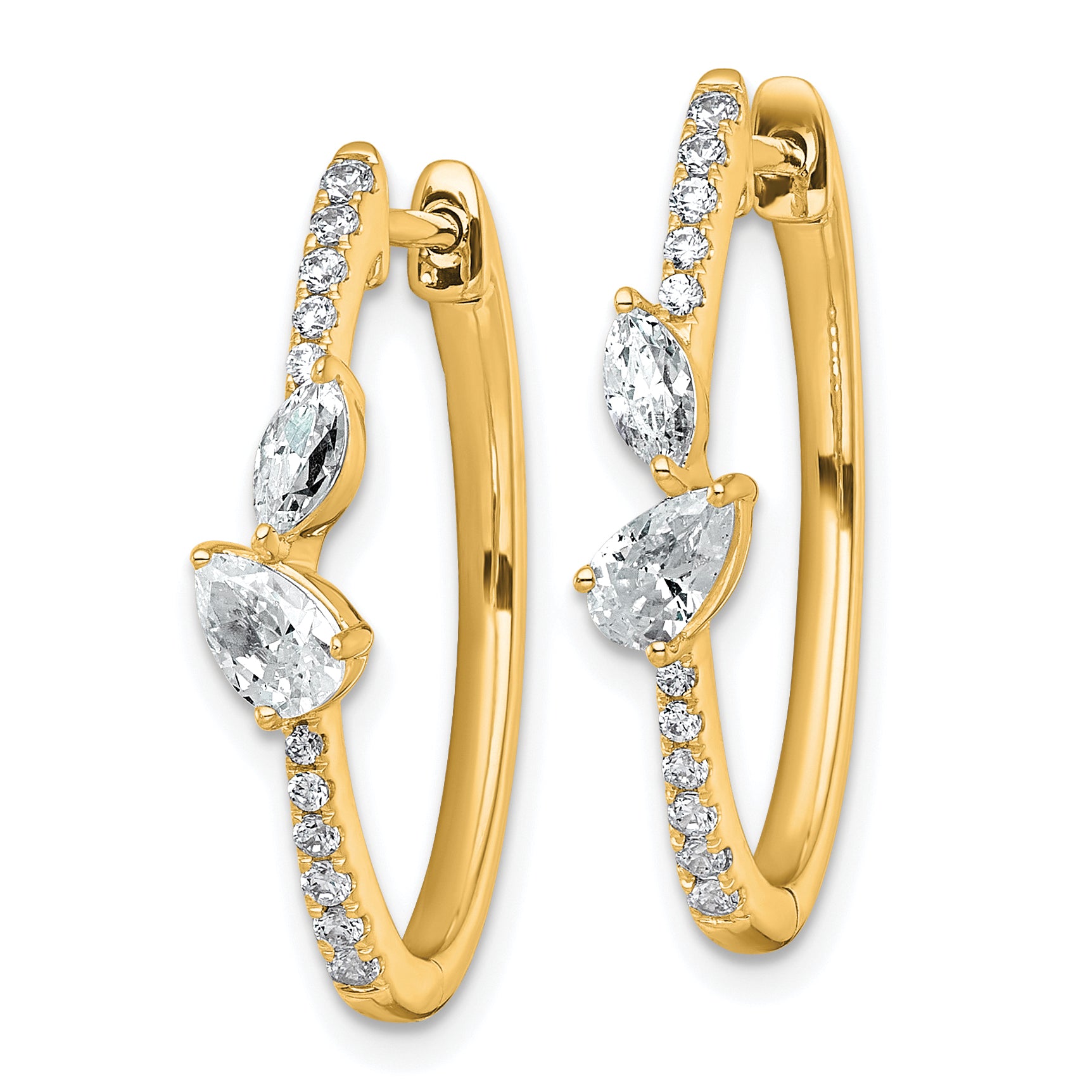 14k 1 carat Lab Grown Diamond VS+ F+ Complete Hinged In and Out Hoop Earrings