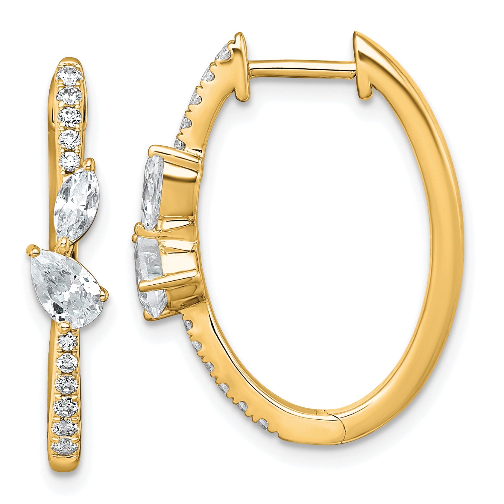 14k 1 carat Lab Grown Diamond VS+ F+ Complete Hinged In and Out Hoop Earrings