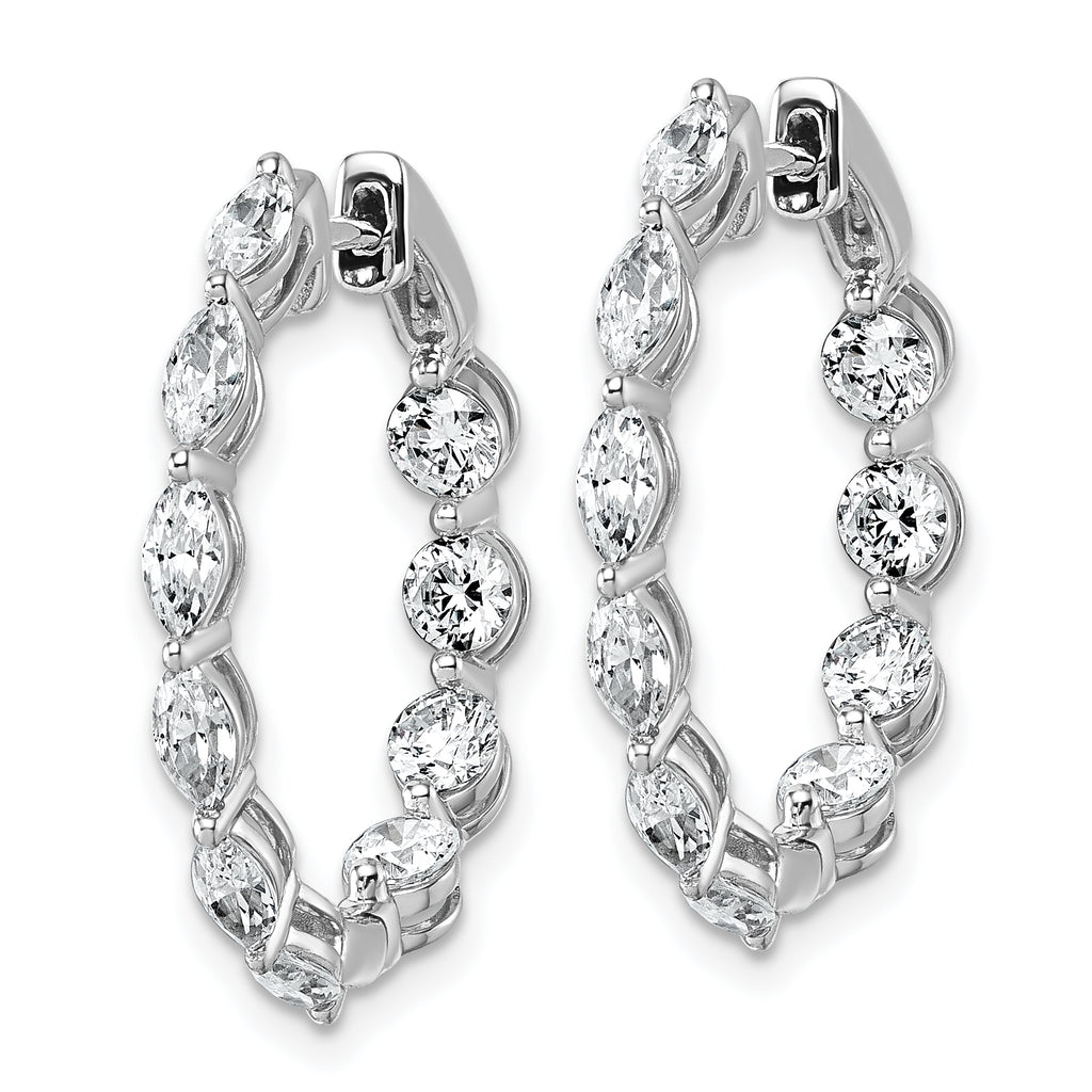 14k White Gold 3 1/5 carat Lab Grown Diamond VS+ F+ Complete Hinged In and Out Hoop Earrings