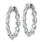 14k White Gold 3 1/5 carat Lab Grown Diamond VS+ F+ Complete Hinged In and Out Hoop Earrings